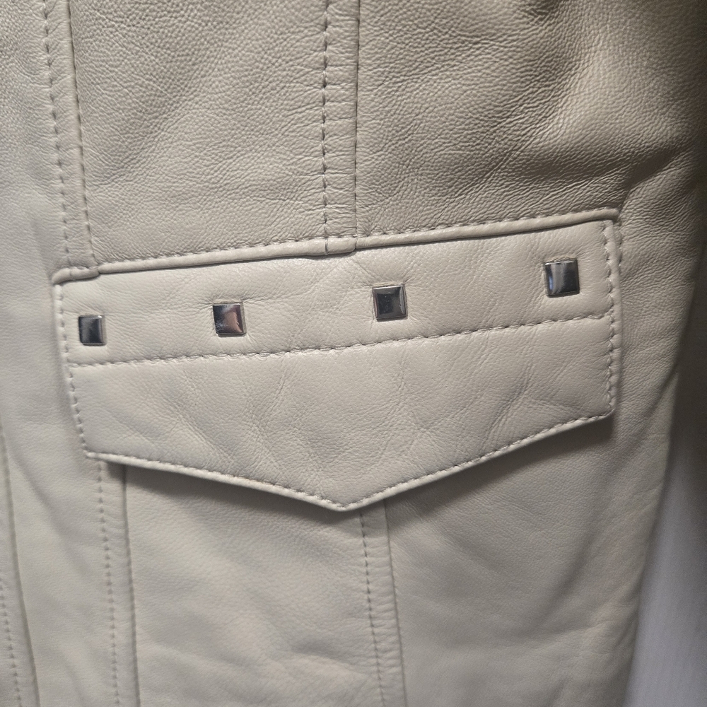 Adler Collection Retro 70s Studded Lamb Skin Leather Moto Jacket Size L - Picture 4 of 12